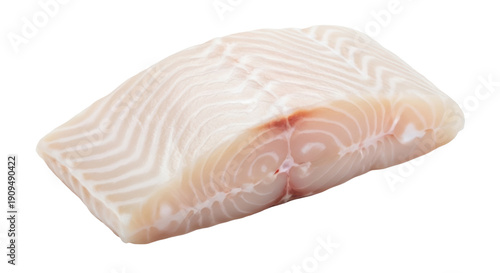 Foto Fresh raw halibut fillet isolated PNG on transparent background, healthy seafood