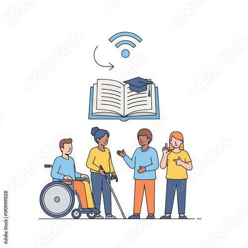 Diverse students accessing online learning and inclusive education