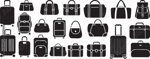 Baggage silhouette collection, Different Types Bags, Travelling bags.