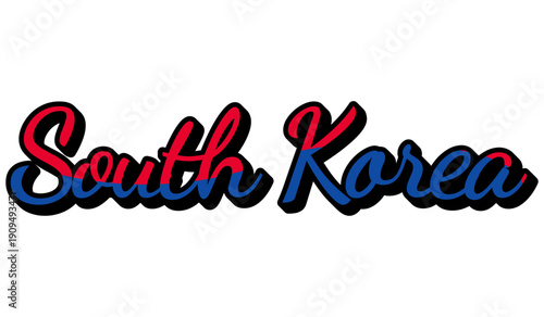 South Korea Sticker Vector Lettering Illustration