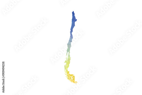 Chile Map - Polygon Style Vector Illustration in Rainbow Gradient, Low Poly Multicolor Geometric Design, Isolated on White Background, Suitable for Reports, and Creative Projects.