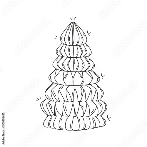 Hand-drawn trendy paper Christmas tree