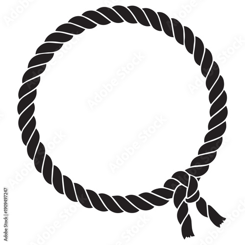 Simple Circular Rope Frame Silhouette, Versatile Decorative Border Element for Nautical or Craft Designs