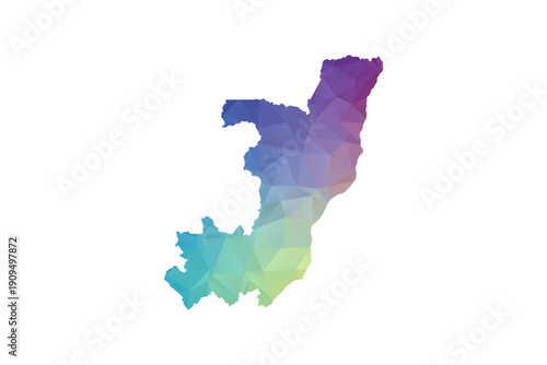 Congo Map - Polygon Style Vector Illustration in Rainbow Gradient, Low Poly Multicolor Geometric Design, Isolated on White Background, Suitable for Reports, and Creative Projects.