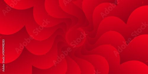 Abstract red spiral waves radiating with layered gradient depth