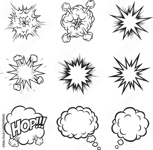 Comic Book Explosion and Speech Bubbles vector