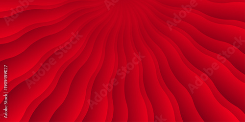 Abstract red wavy lines radiating outward with gradient depth