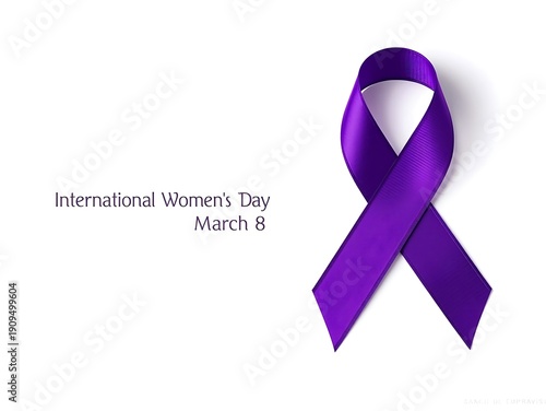 Purple ribbon for International Women's Day on March 8