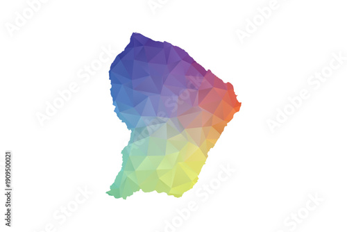 French Guiana Map - Polygon Style Vector Illustration in Rainbow Gradient, Low Poly Multicolor Geometric Design, Isolated on White Background, Suitable for Reports, and Creative Projects.