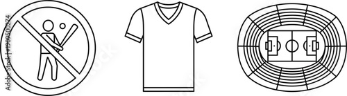 No Entry Gesture Shirt Apparel and Stadium Top View Icon Set Collection