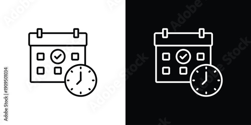 Schedule Icon Sheet Multiple Style Collection Isolated Vector