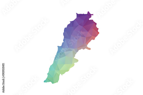 Lebanon Map - Polygon Style Vector Illustration in Rainbow Gradient, Low Poly Multicolor Geometric Design, Isolated on White Background, Suitable for Reports, and Creative Projects.
