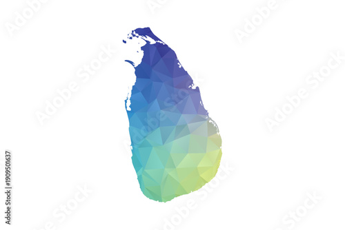 Sri Lanka Map - Polygon Style Vector Illustration in Rainbow Gradient, Low Poly Multicolor Geometric Design, Isolated on White Background, Suitable for Reports, and Creative Projects.