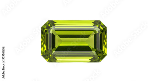 Foto Emerald cut peridot gemstone isolated PNG, vibrant green olivine crystal for jew