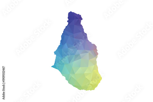 Montserrat Map - Polygon Style Vector Illustration in Rainbow Gradient, Low Poly Multicolor Geometric Design, Isolated on White Background, Suitable for Reports, and Creative Projects.