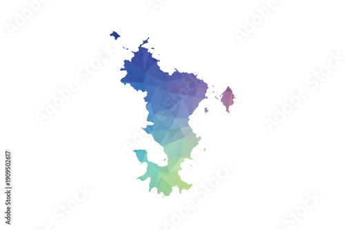 Mayotte Map - Polygon Style Vector Illustration in Rainbow Gradient, Low Poly Multicolor Geometric Design, Isolated on White Background, Suitable for Reports, and Creative Projects.