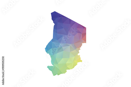 Chad Map - Polygon Style Vector Illustration in Rainbow Gradient, Low Poly Multicolor Geometric Design, Isolated on White Background, Suitable for Reports, and Creative Projects.
