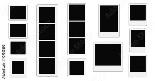 Empty photo frame set, blank photo booth strip template for ranked photography projects,
