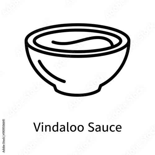 Vindaloo Sauce in Simple Line Art Bowl Illustration on White