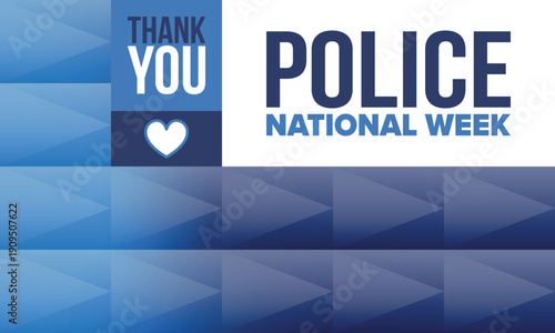 National Police Week in May. Celebrated annual in United States. In honor of the police hero. Police badge and patriotic elements. Officers Memorial Day. Poster, card, banner. Vector illustration