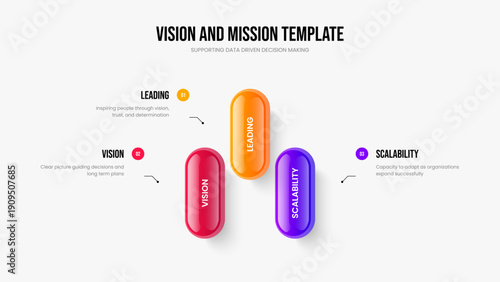 Marketing Overview 3 Option Diagram Slide Template. Creative Review Three Step Infographic Frame Layout. Digital Introduction Slideshow Design Vector Illustration.