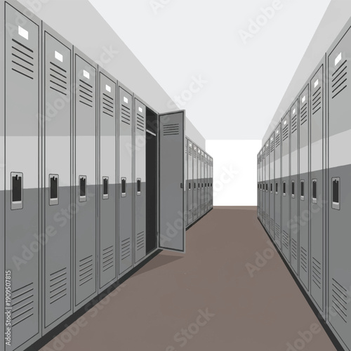 Gray metal school lockers in hallway.