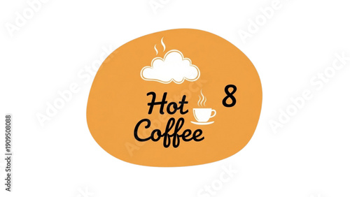 A steaming cup of hot coffee on an orange background, viewed from directly above, symbolizing a warm beverage