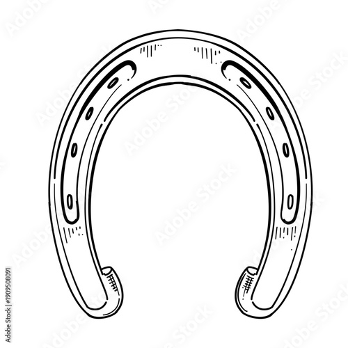 horseshoe vector line art hand drawn illustration