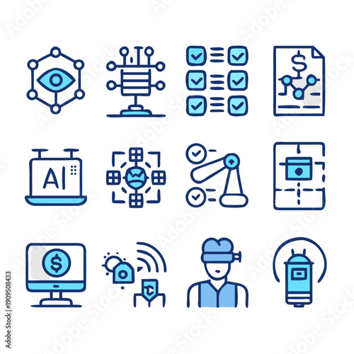Modern technology and business icons for innovative projects and presentations