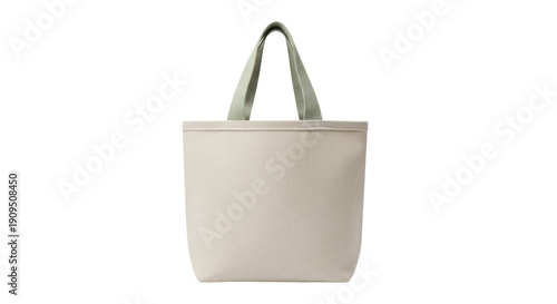 Photos Beige canvas tote bag isolated PNG on transparent background, reusable eco-frien