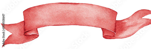 A decorative red banner, stylized with watercolor effects, perfect for adding an announcement