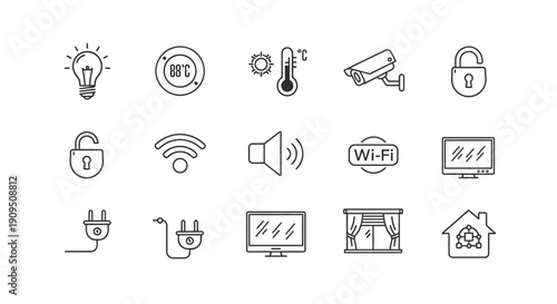 Collection of modern technology and security icons in a grid layout on a white background, related to 'original eps (48).eps' concept