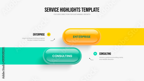 Sales Forecast Slideshow Template Vector Illustration. Advertising Growth Two Option Infographic Frame Design. Digital Analysis 2 Step Diagram Slide Layout.