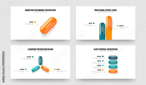 Sales Innovation One Two Three Four Option Diagram Slideshow Layout Vector Illustration Bundle. Modern Report 1 2 3 4 Step Infographic Frame Template Set.
