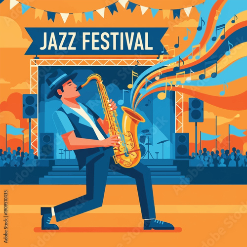 Man playing a golden saxophone.