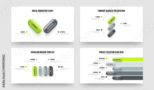 Creative Review 2 3 4 5 Option Diagram Presentation Design Collection. Company Strategy Two Three Four Five Step Infographic Frame Template Vector Illustration Bundle.