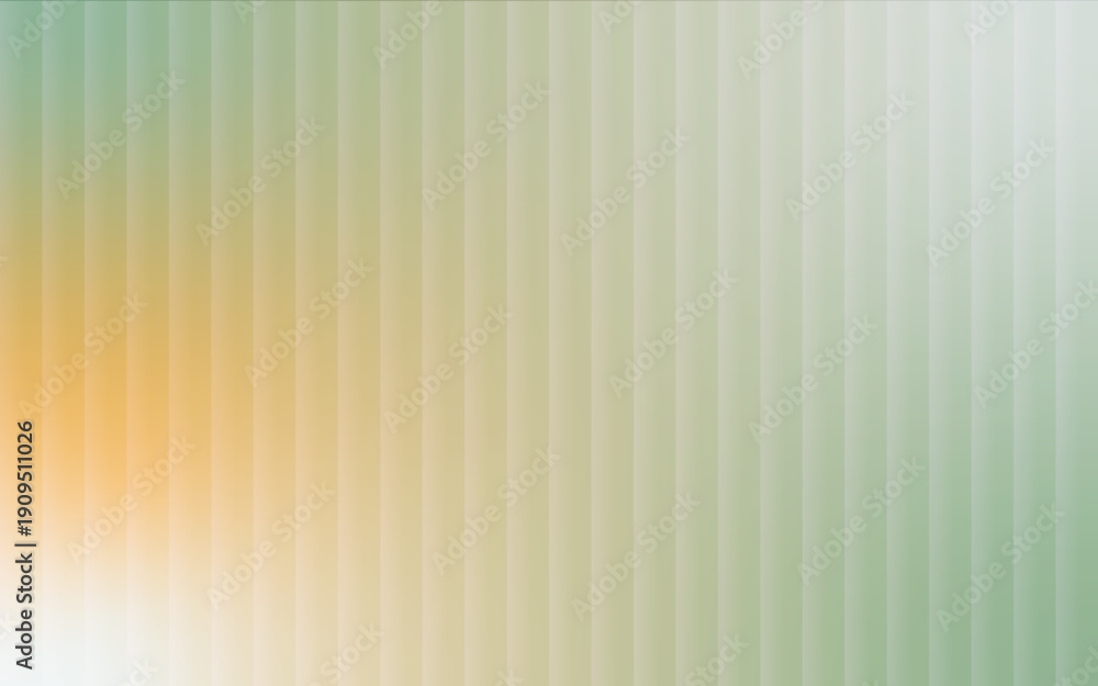 Obraz premium Holographic glass distortion in Soft sage green and warm beige pastel. Blurred ripple stripes with glossy vertical gradient, vector illustration 