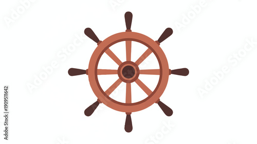 A simple vector illustration of a traditional ship's steering wheel in a flat design style (1)_traced