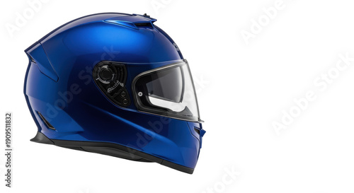 Photos Blue motorcycle helmet isolated PNG, protective headgear for riders on transpare