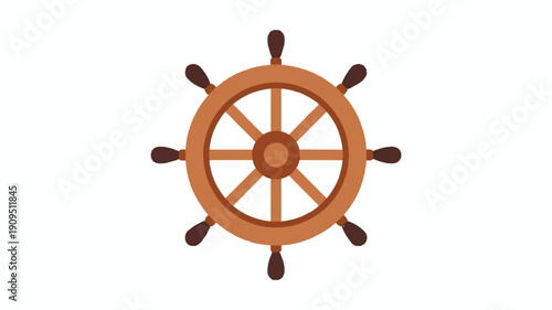 A simple vector illustration of a traditional ship's steering wheel in a flat design style (4)_traced