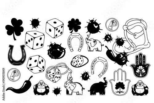 
 Save to Library
 Download Preview
 Preview Crop
 Find Similar
 
File #:  1871428347
Transparent PNG available
Lucky seamless pattern with dice, charms, and talismans for casino backgrounds, fortune 