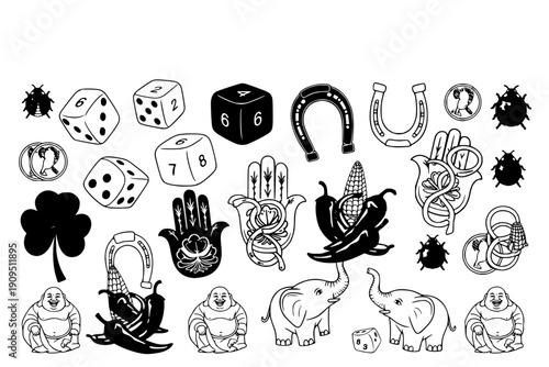 
 Save to Library
 Download Preview
 Preview Crop
 Find Similar
 
File #:  1871428347
Transparent PNG available
Lucky seamless pattern with dice, charms, and talismans for casino backgrounds, fortune 