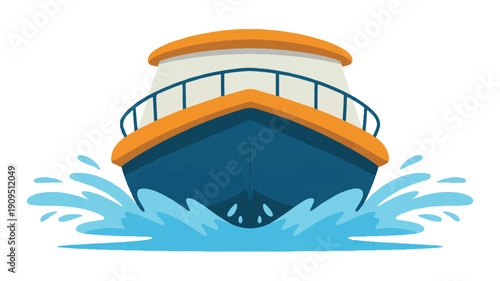 A stylized cartoon illustration of a boat with a dark blue hull and an orange upper deck (2)_traced
