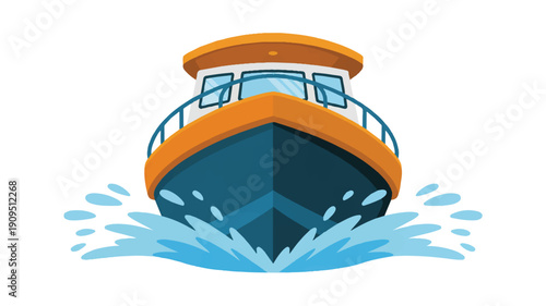 A stylized cartoon illustration of a boat with a dark blue hull and an orange upper deck (3)_traced