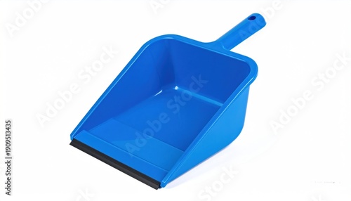 Blue Plastic Dustpan with Black Rubber Edge for Cleaning.