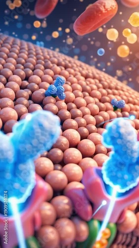 Wallpaper Mural Insulin glucose blood sugar hormone receptor cell membrane protein structure glowing molecule energy metabolism medical science concept insulin receptor molecule glucose transport blood cell sugar Torontodigital.ca