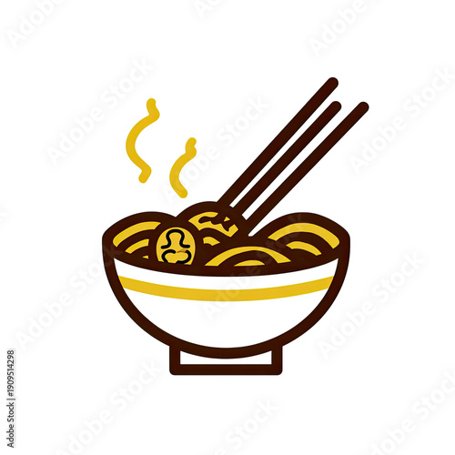 Wallpaper Mural Illustration of a bowl of noodles, chopsticks, and steam. A simplified, cartoon-style graphic Torontodigital.ca