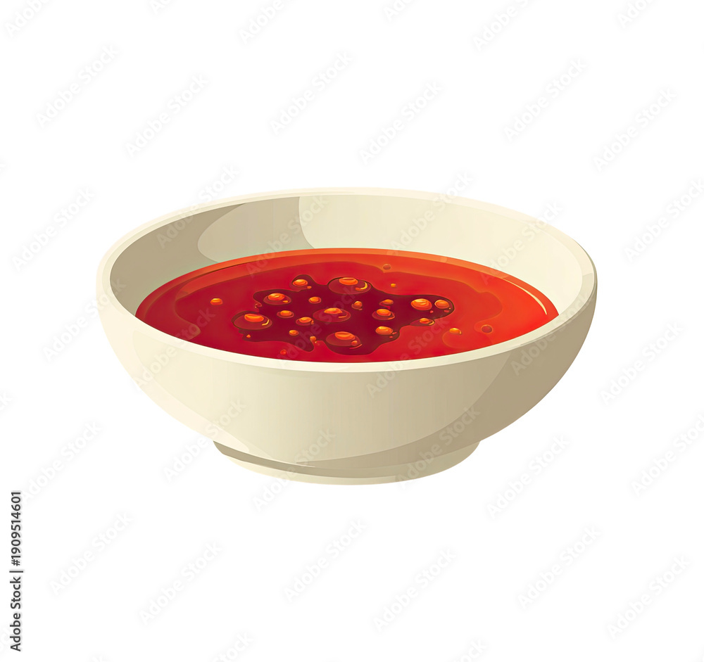 custom made wallpaper toronto digitalA cartoon-style illustration of a beige bowl filled with red, textured, savory dipping sauce