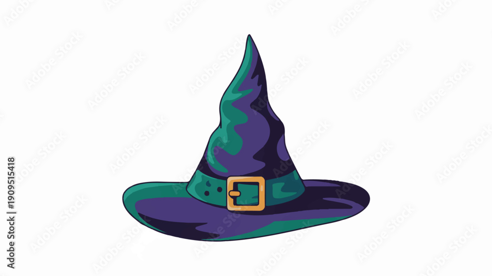 Fototapeta premium A stylized digital illustration of a witch's pointed hat in a minimalist art style (1)_traced