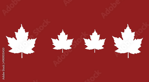 White maple leaf silhouettes on red background inspired by Canadian flag theme